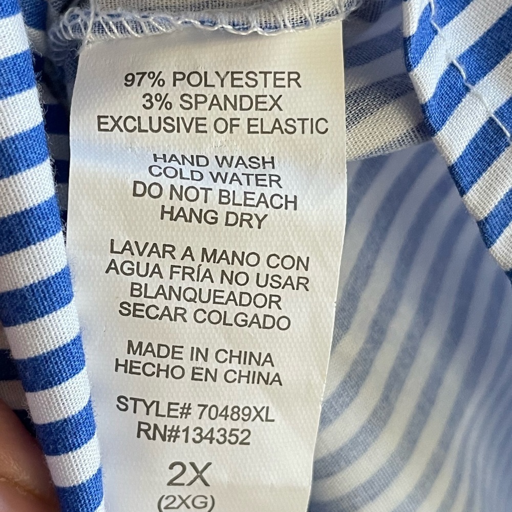 Ambiance Blue and White Striped Blouse - Picture 5 of 8